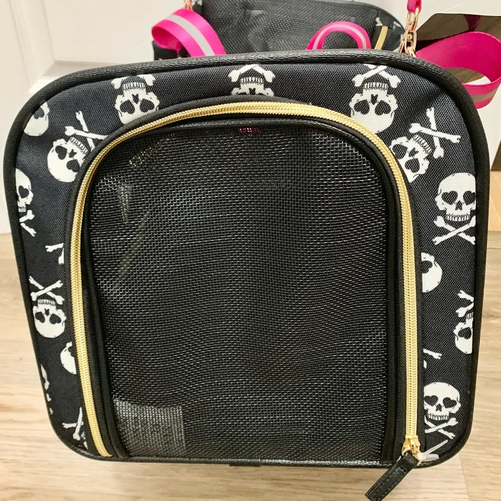 Betsey Johnson Skull Pet Carrier Black & Pink Small Dogs & Cats to 16 lbs NEW